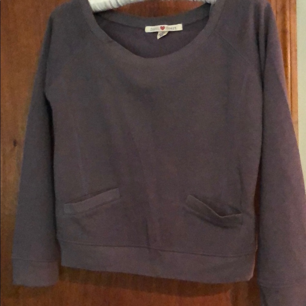Gray crop sweatshirt NWOT Derek heart medium